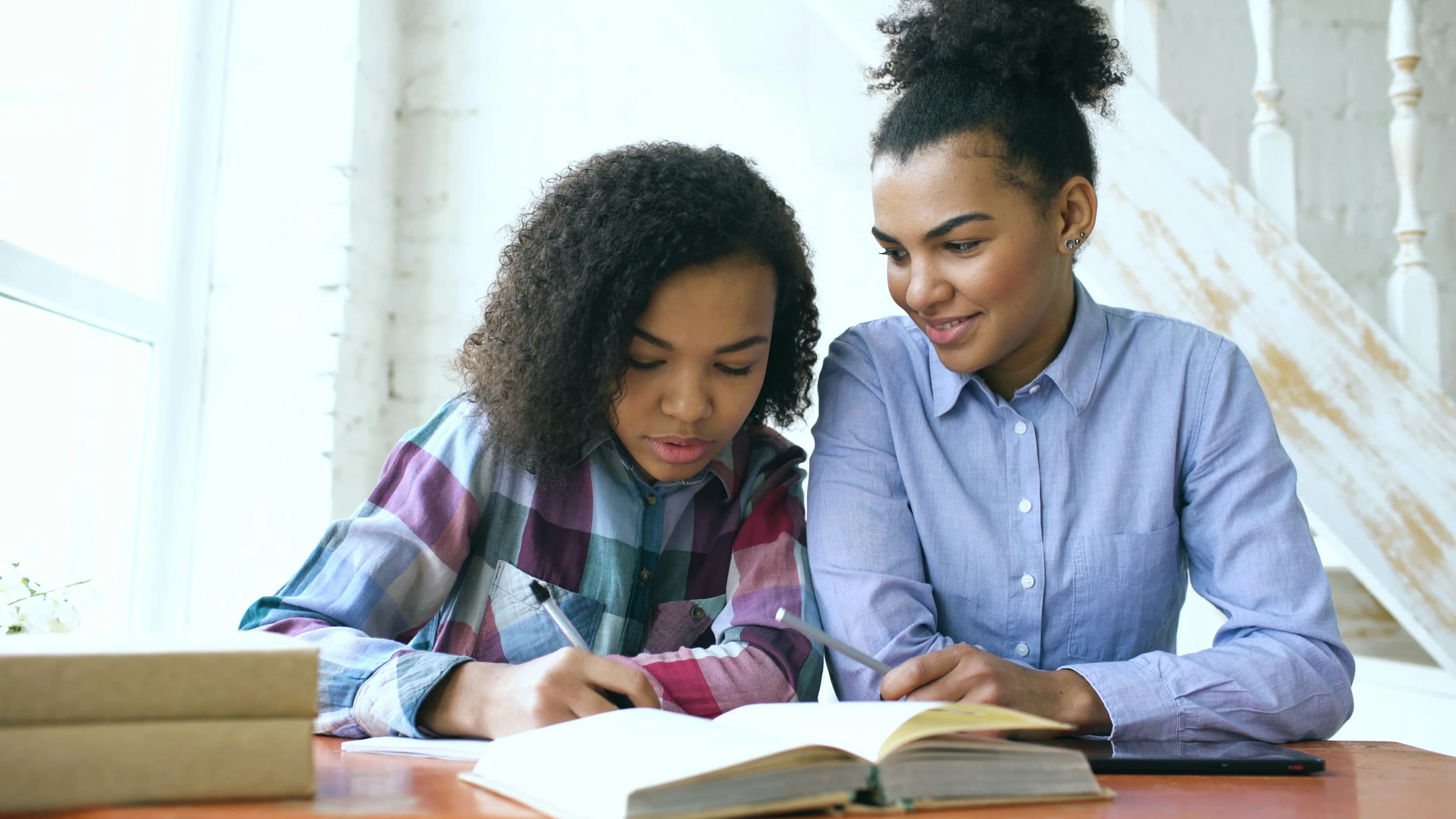Family studying together
