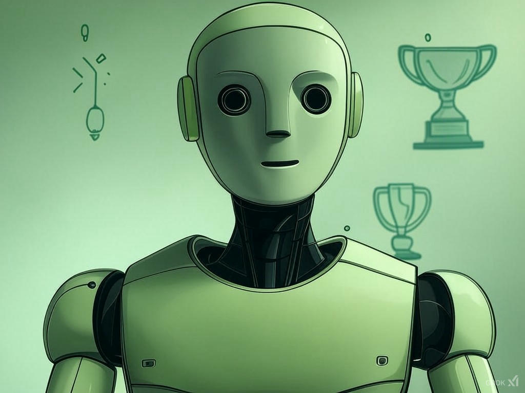 Robot with trophy
