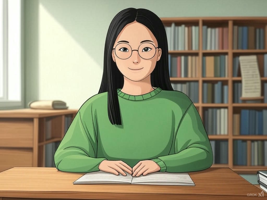 Student looking over notes