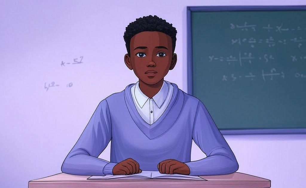 Student in math class